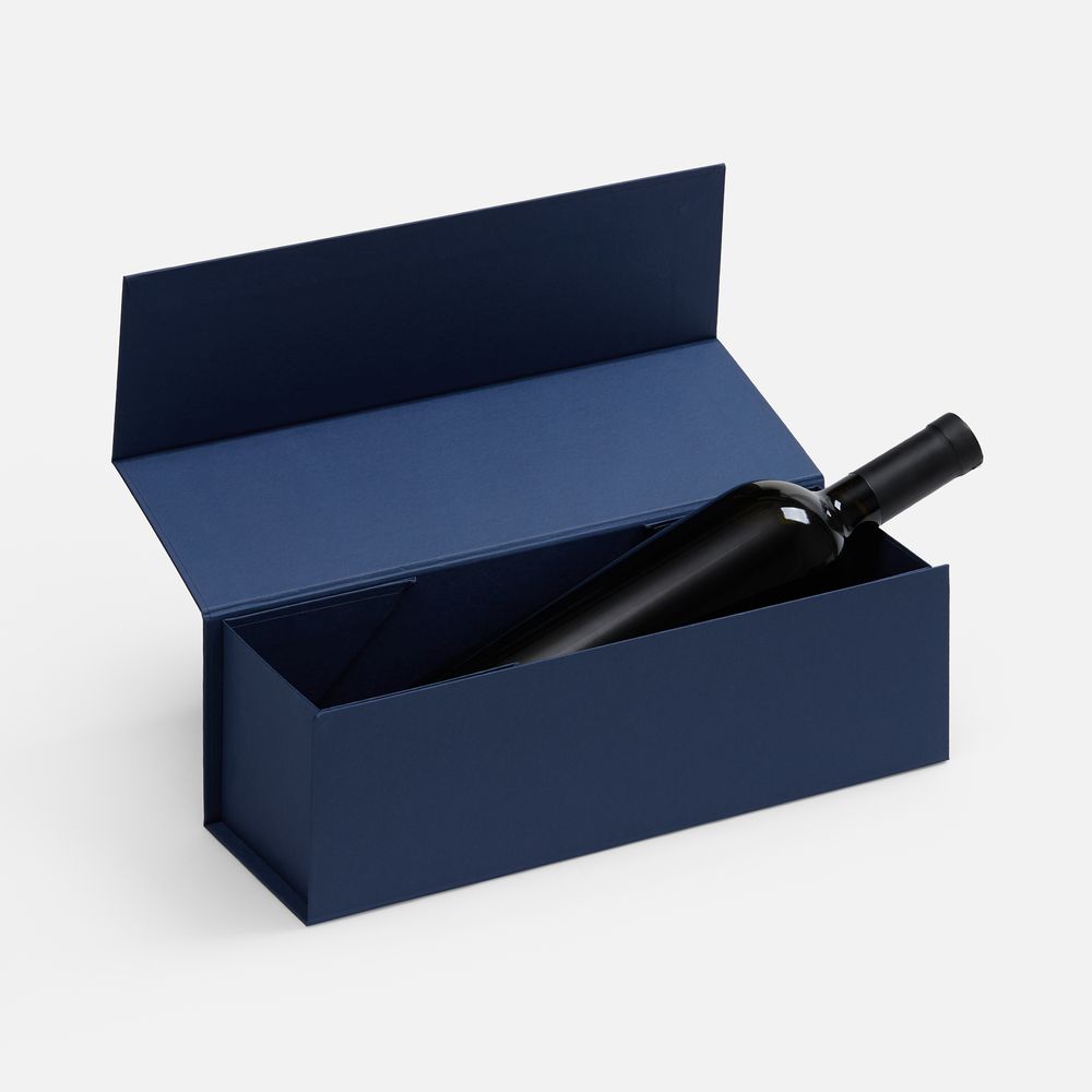 Коробка складная под бутылку Color Jacket Fold, темно-синяя (Изображение 3)
