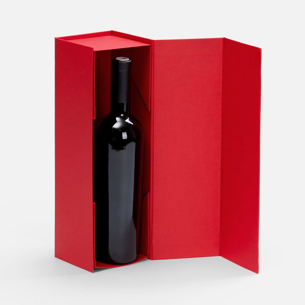 Коробка складная под бутылку Color Jacket Fold, красная (Изображение 2)