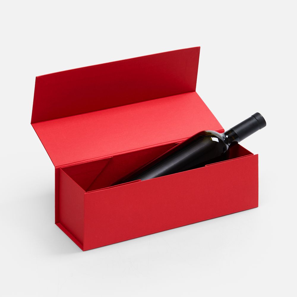 Коробка складная под бутылку Color Jacket Fold, красная (Изображение 3)