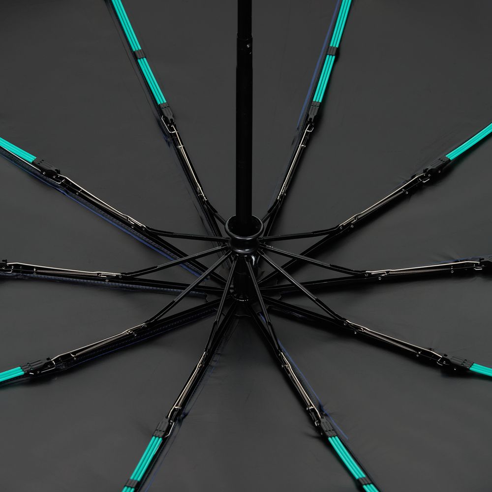 Зонт складной Skymate с УФ-защитой и ручкой-карабином, темно-синий (Изображение 3)