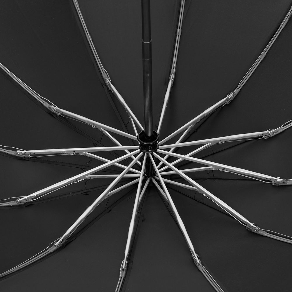 Зонт обратного сложения inLoop с ручкой-карабином, черный (Изображение 4)