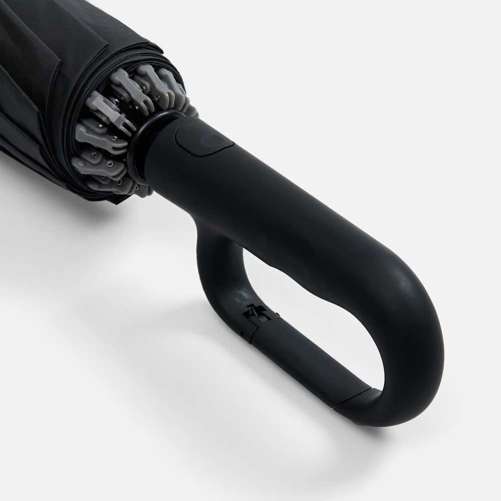 Зонт обратного сложения inLoop с ручкой-карабином, черный (Изображение 7)