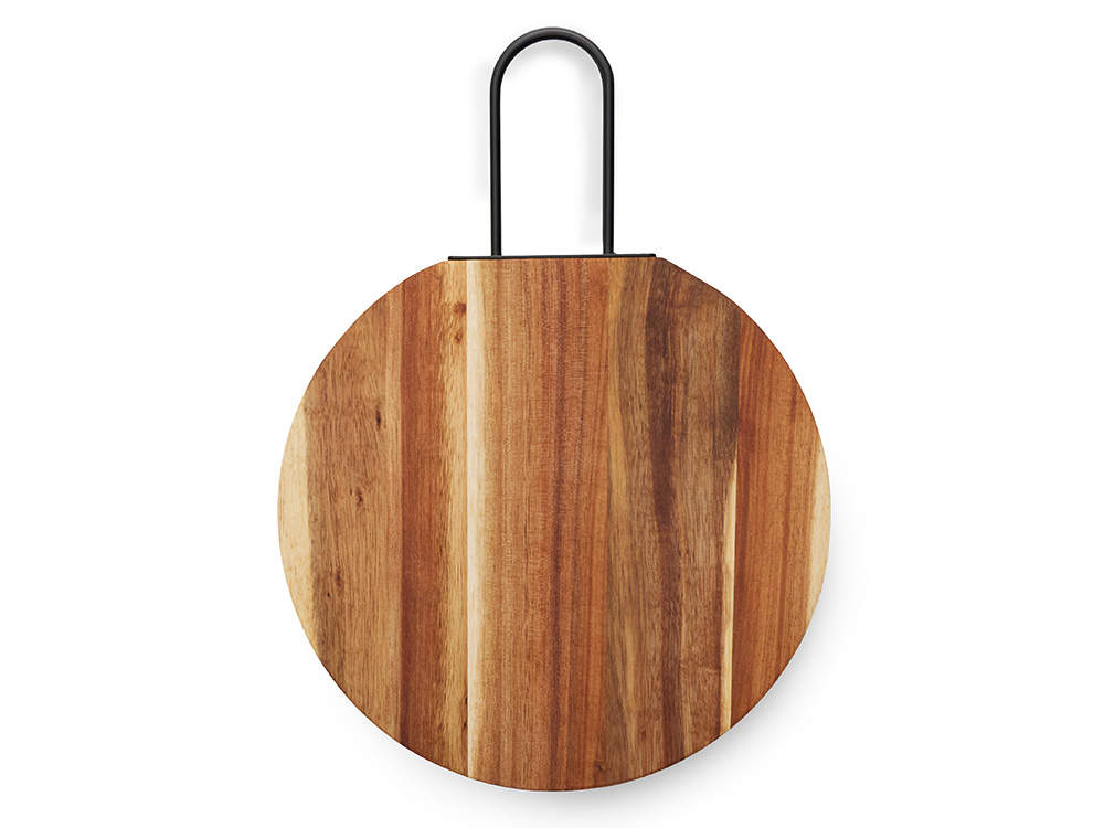 Деревянная круглая доска из акации с металлической ручкой Кира (Изображение 3)