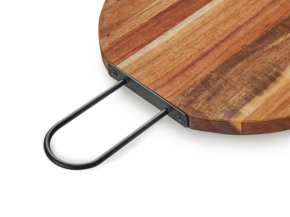 Деревянная круглая доска из акации с металлической ручкой Кира (Изображение 4)