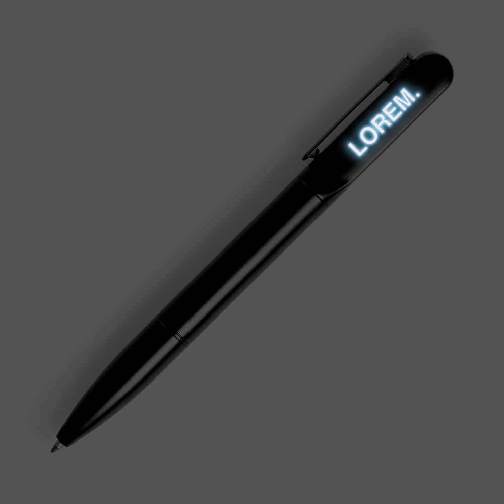 Ручка шариковая Lucenti с подсветкой логотипа, в футляре, черная (Изображение 2)