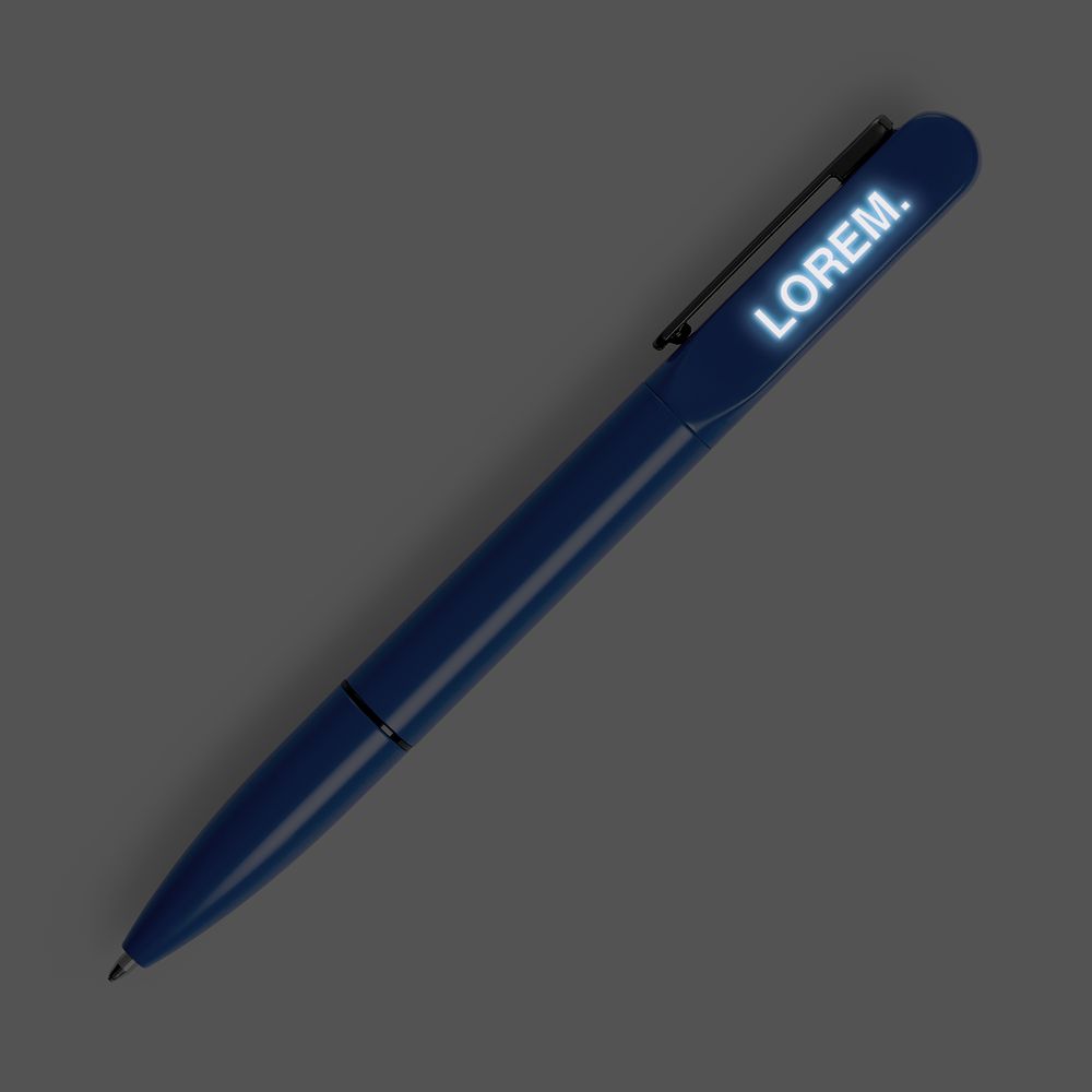 Ручка шариковая Lucenti с подсветкой логотипа, в футляре, синяя (Изображение 2)