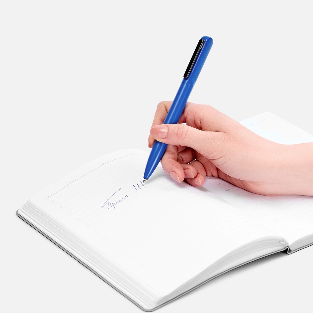 Ручка шариковая Lucenti с подсветкой логотипа, в футляре, синяя (Изображение 4)