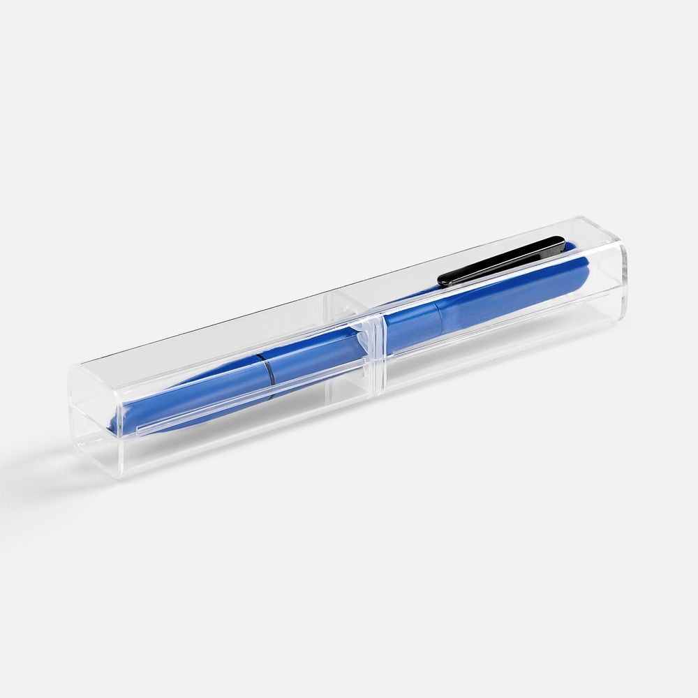 Ручка шариковая Lucenti с подсветкой логотипа, в футляре, синяя (Изображение 5)