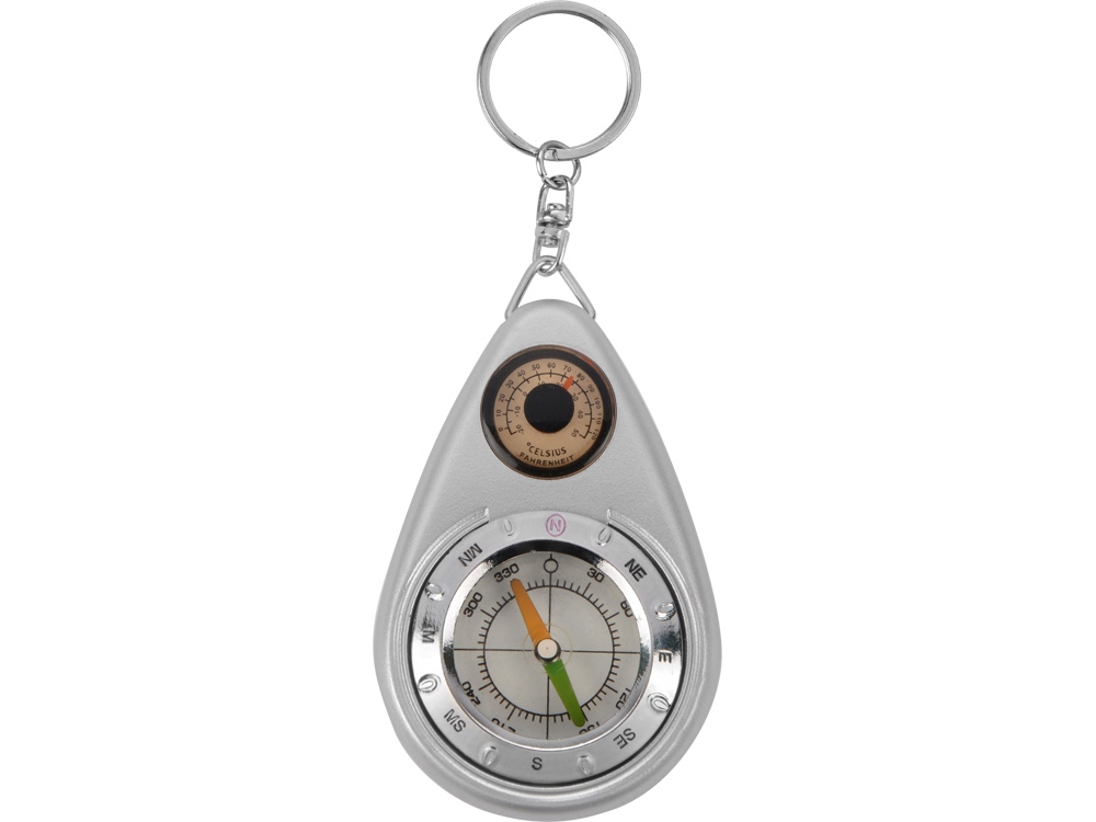 Брелок-компас с термометром, серебристый (Изображение 3)