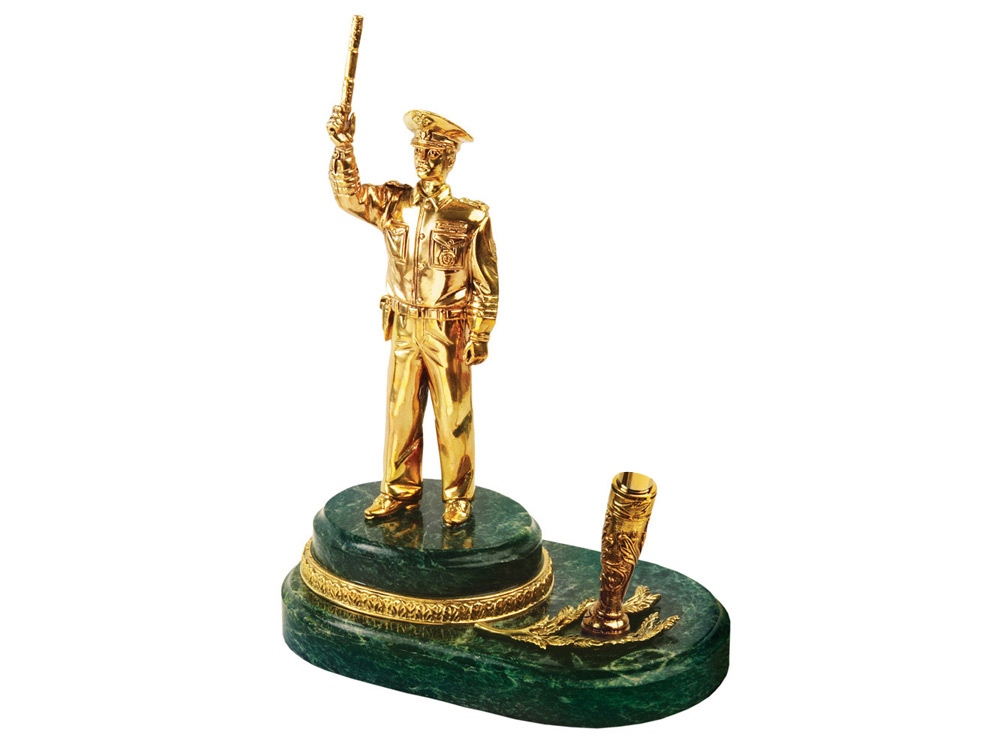 Настольный прибор Инспектор, золотистый/зеленый