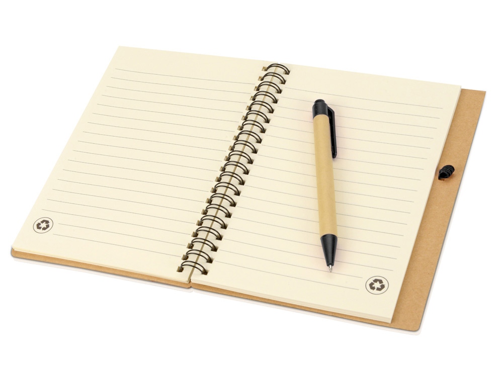 Блокнот Priestly с ручкой (черный/натуральный)  (Изображение 3)