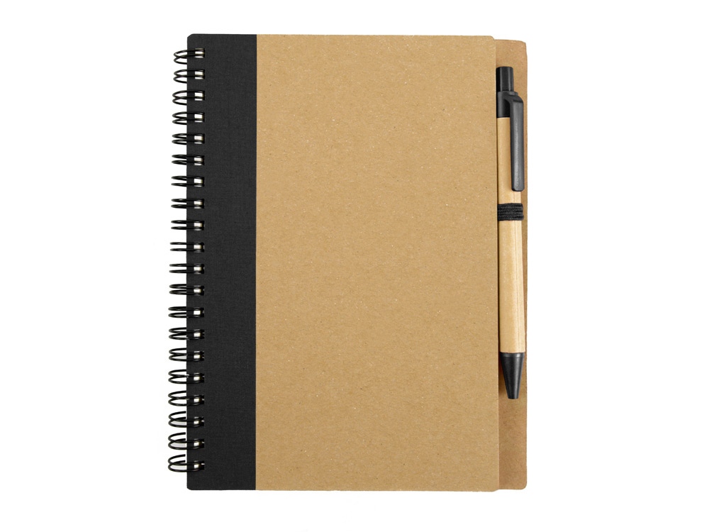 Блокнот Priestly с ручкой (черный/натуральный)  (Изображение 7)
