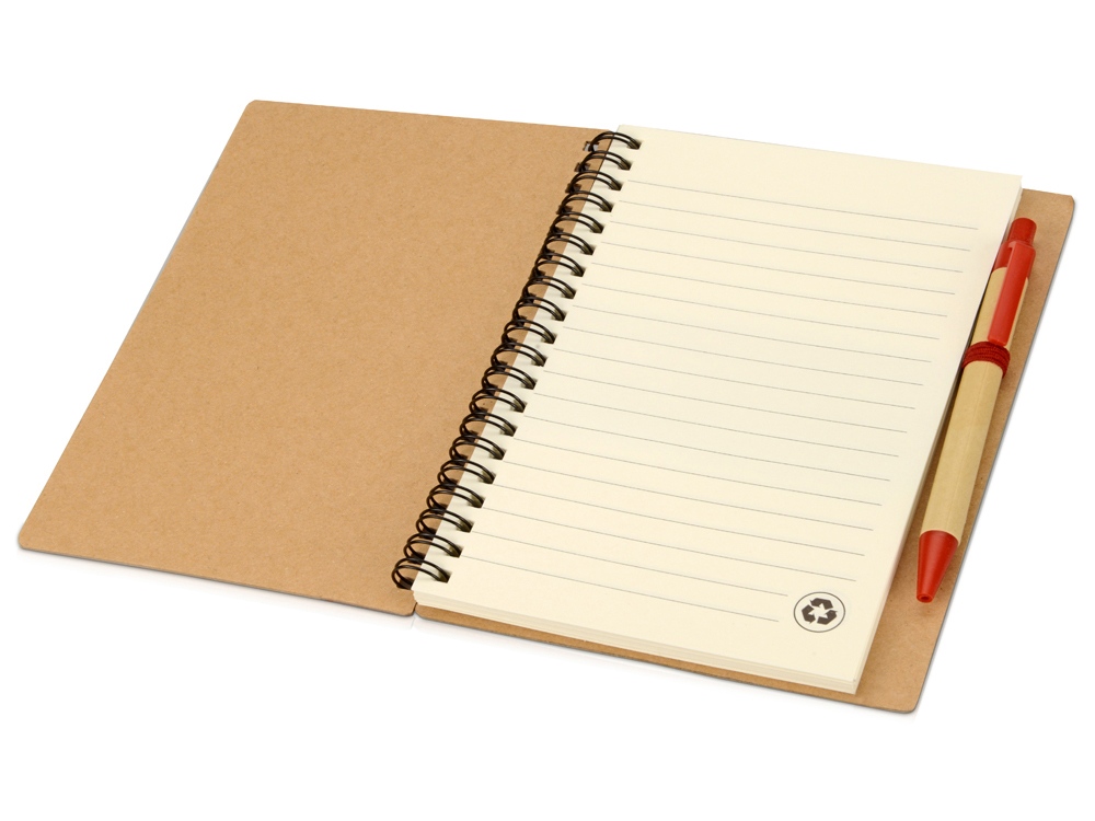 Блокнот Priestly с ручкой (красный/красный/натуральный)  (Изображение 2)