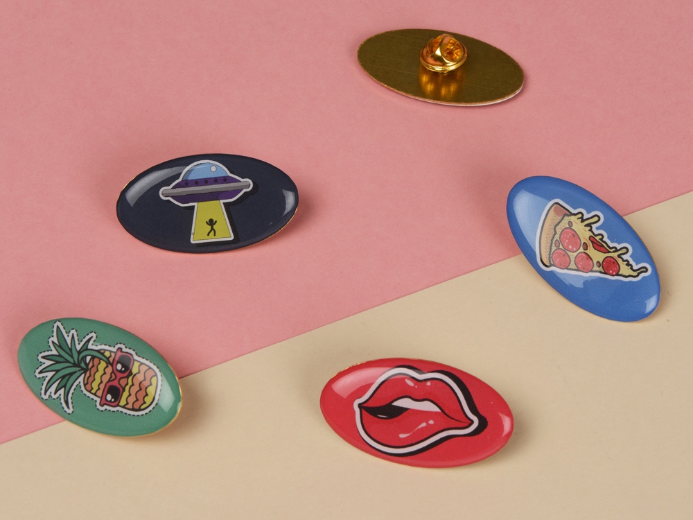 Значок металлический Овал, золотистый (Изображение 6)