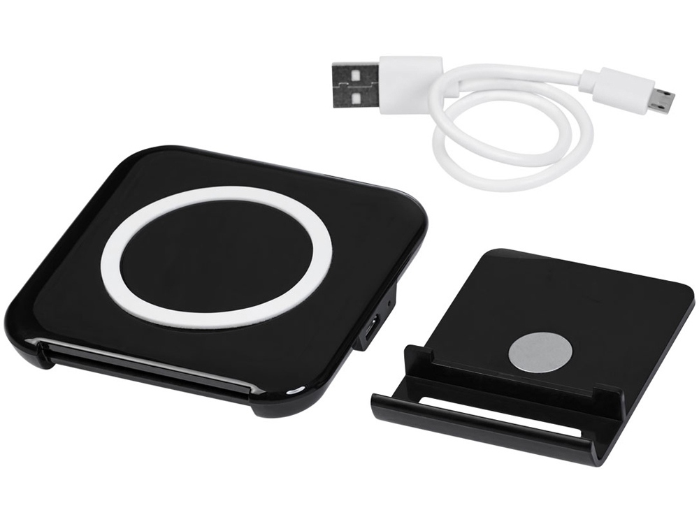 Беспроводное зарядное устройство-подставка для смартфона Catena (черный)  (Изображение 5)