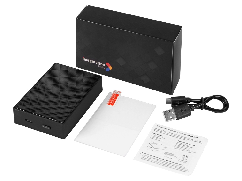 Портативная колонка Concept с полноцетной печатью, черный (Изображение 3)