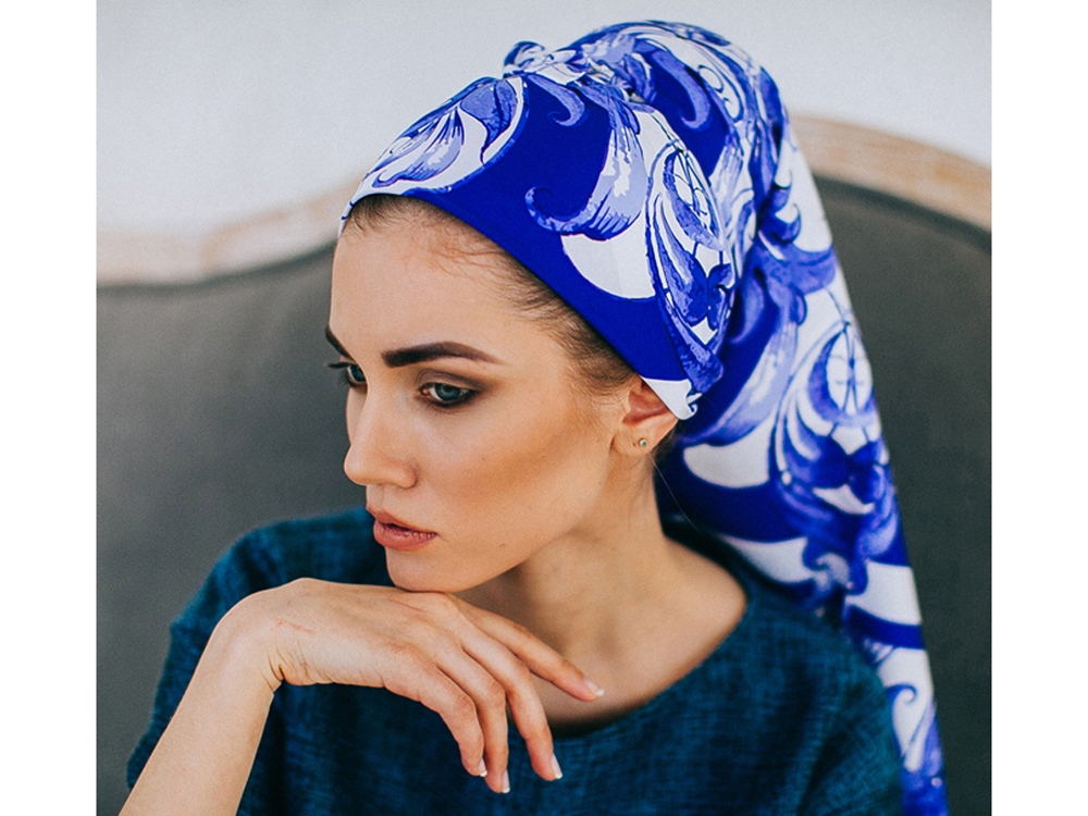 Русский платок в стиле Гжель (Изображение 3)