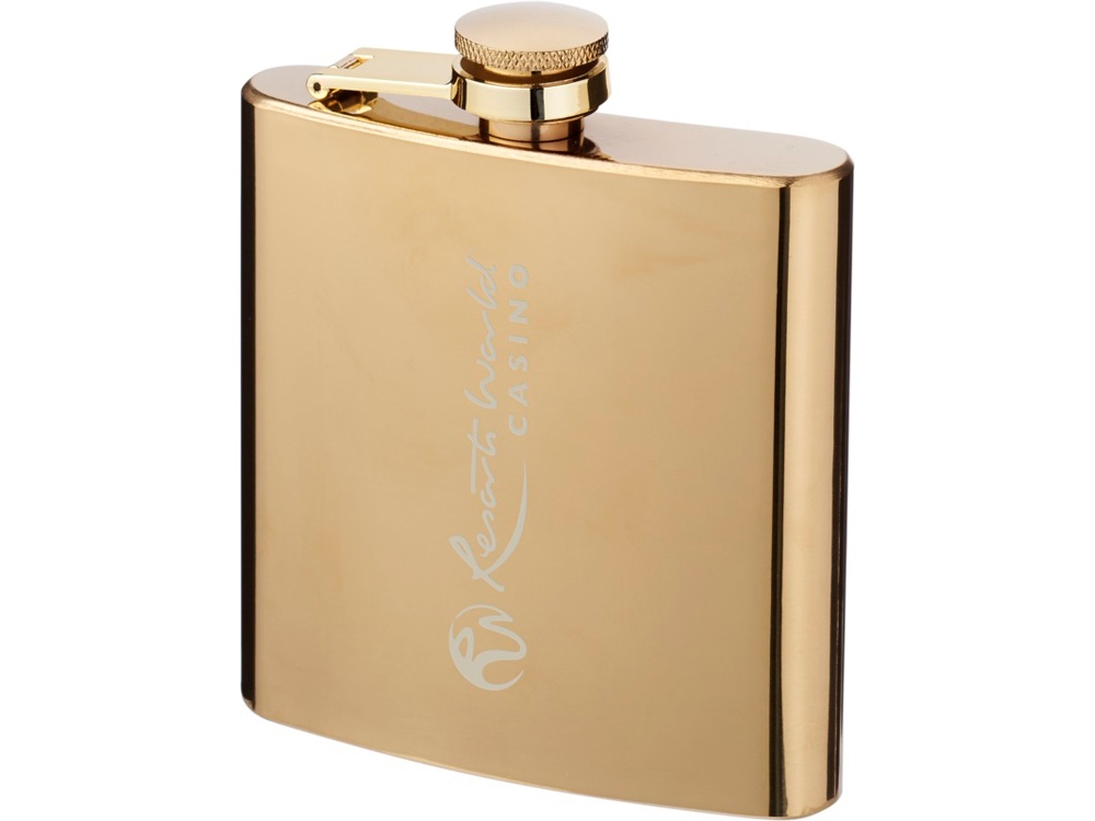 Золотистая плоская фляга Elixer объемом 175 мл, золотистый (Изображение 3)