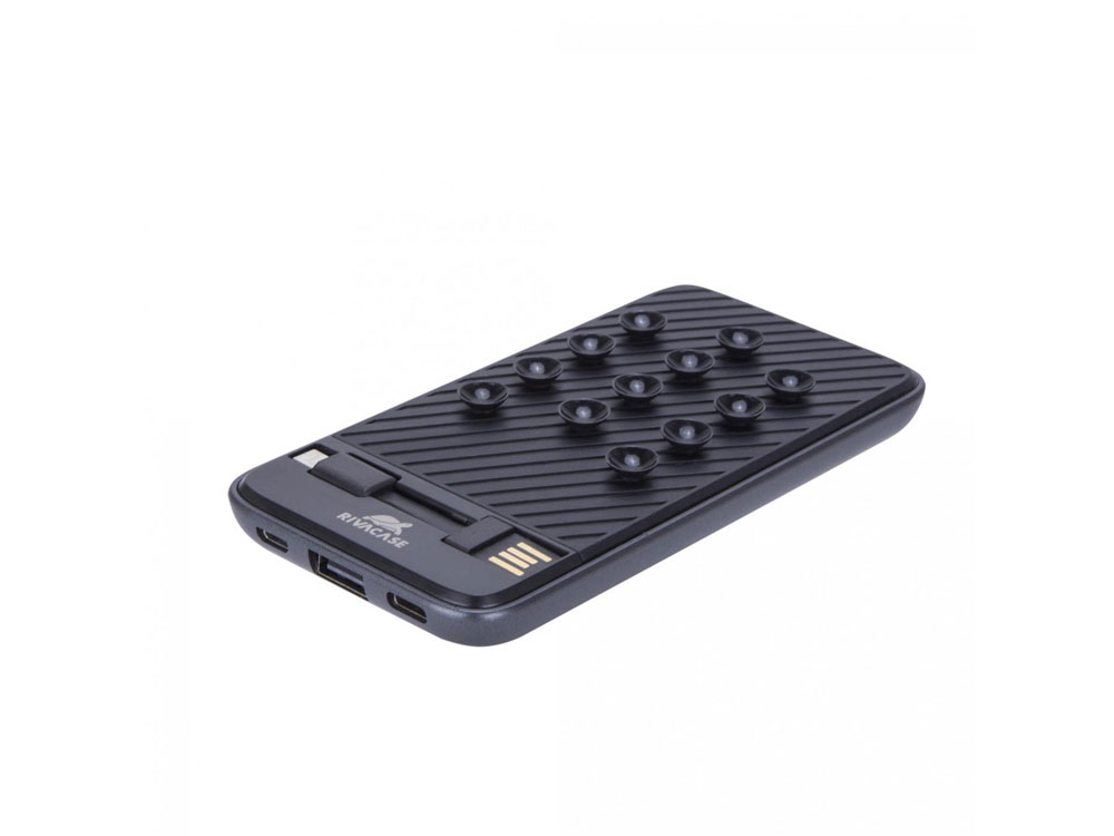 Внешний аккумулятор VA2208 на присосках с кабелем micro USB, 8000 mAh, черный (Изображение 2)