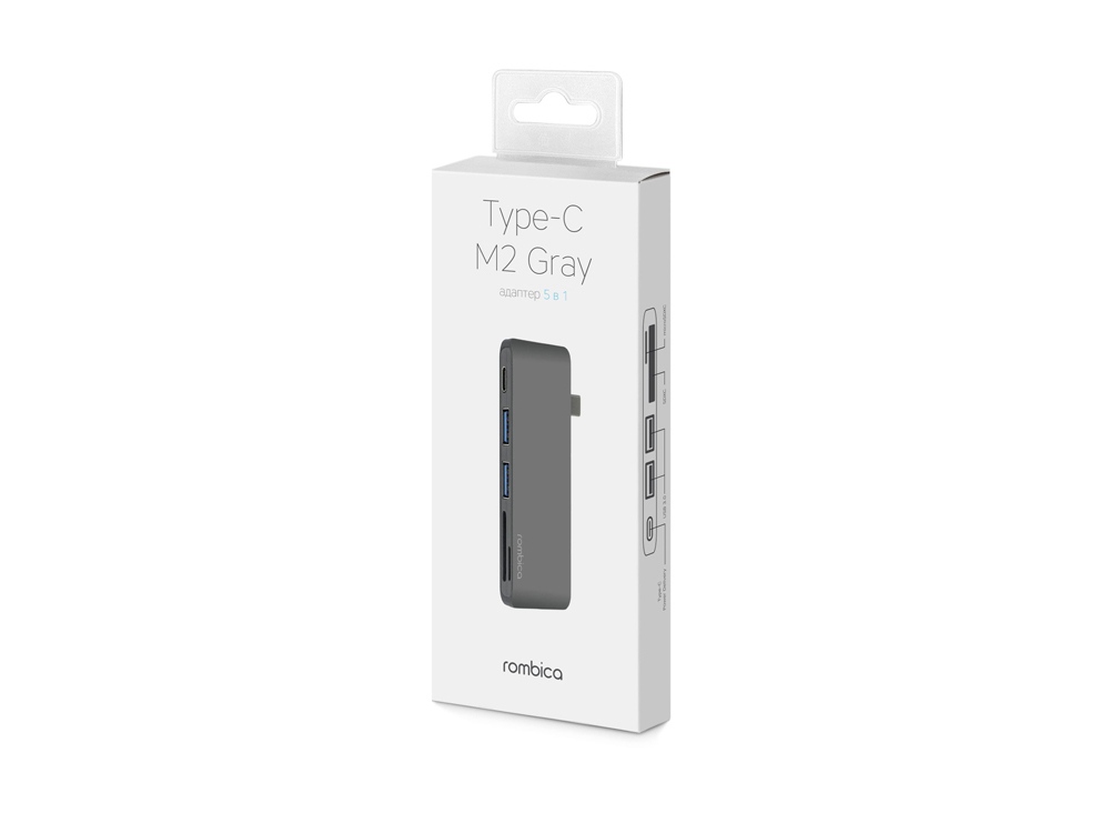 Сетевой USB адаптер/концентратор 5 в 1 Rombica Type-C M2, серый (Изображение 3)