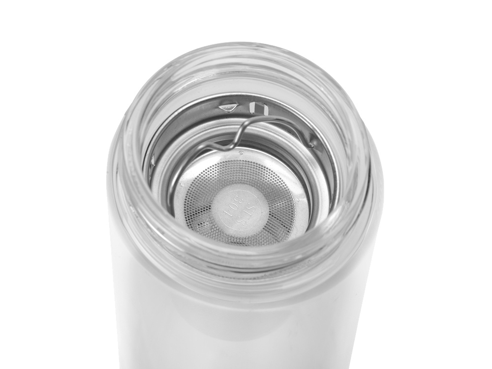 Стеклянный термос из стекла с двойными стенками и ситечком 320 мл Badachu в чехле, прозрачный (Изображение 5)