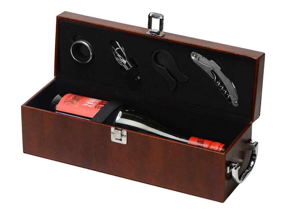 Набор аксессуаров для вина в подарочной коробке Fabrizio, коричневый (Изображение 3)