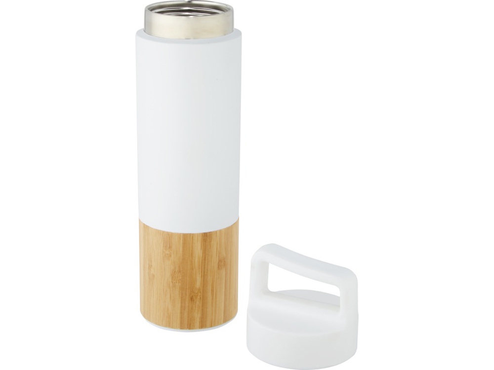 Torne Бутылка из нержавеющей стали объемом 540 мл с медной вакуумной изоляцией и внешней стенкой из бамбука, белый (Изображение 3)