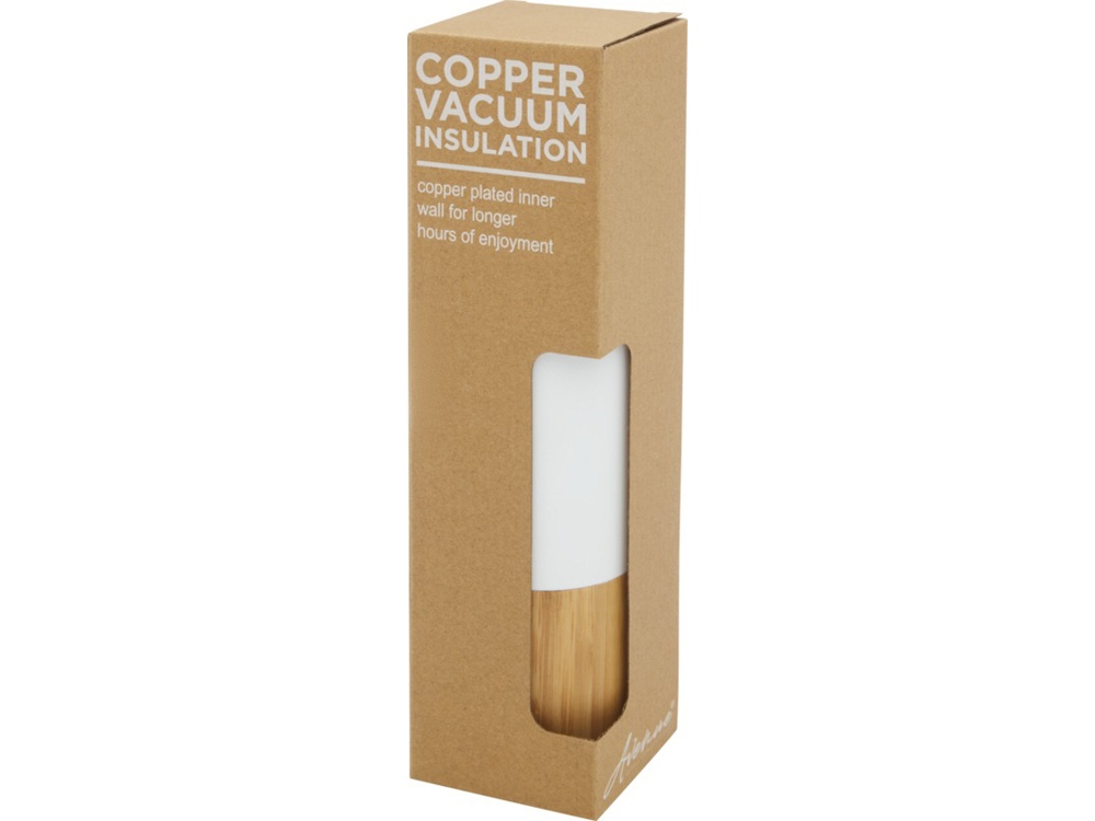 Torne Бутылка из нержавеющей стали объемом 540 мл с медной вакуумной изоляцией и внешней стенкой из бамбука, белый (Изображение 5)