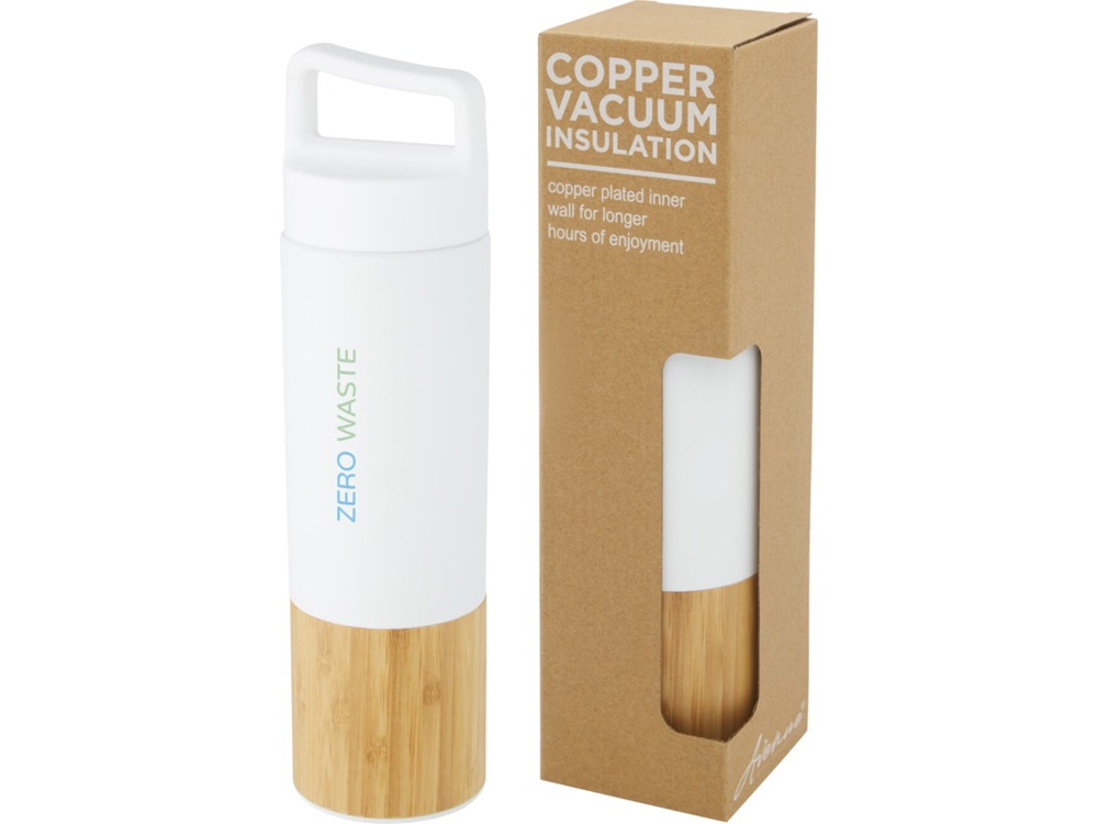 Torne Бутылка из нержавеющей стали объемом 540 мл с медной вакуумной изоляцией и внешней стенкой из бамбука, белый (Изображение 6)