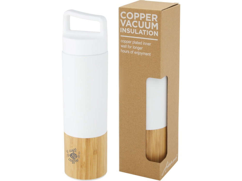 Torne Бутылка из нержавеющей стали объемом 540 мл с медной вакуумной изоляцией и внешней стенкой из бамбука, белый (Изображение 7)