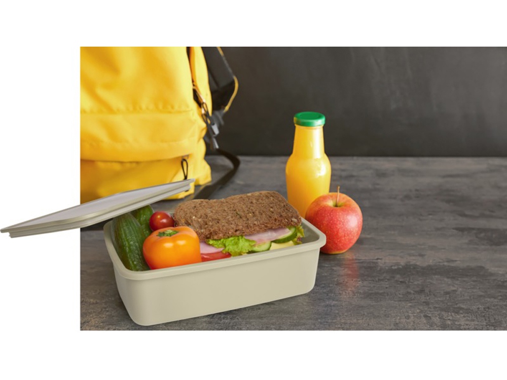 Контейнер для завтрака Dovi из переработанного пластика (бежевый)  (Изображение 4)