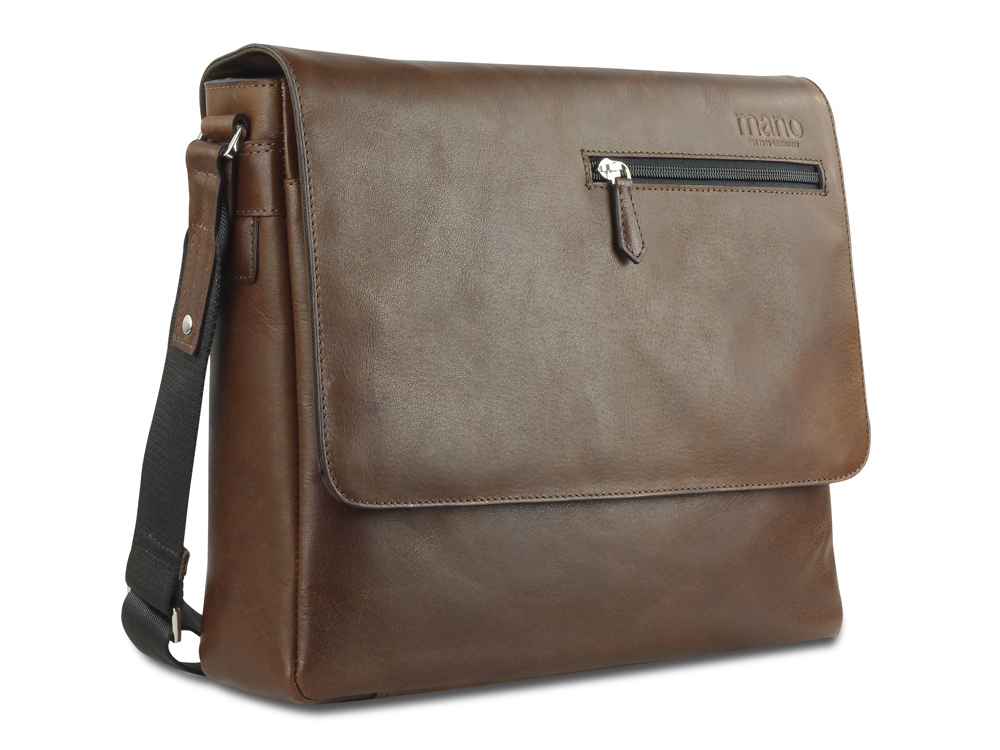Сумка через плечо Mano Don Valentino, натуральная кожа в коричневом цвете, 36,5 х 30 х 8 см (Изображение 3)