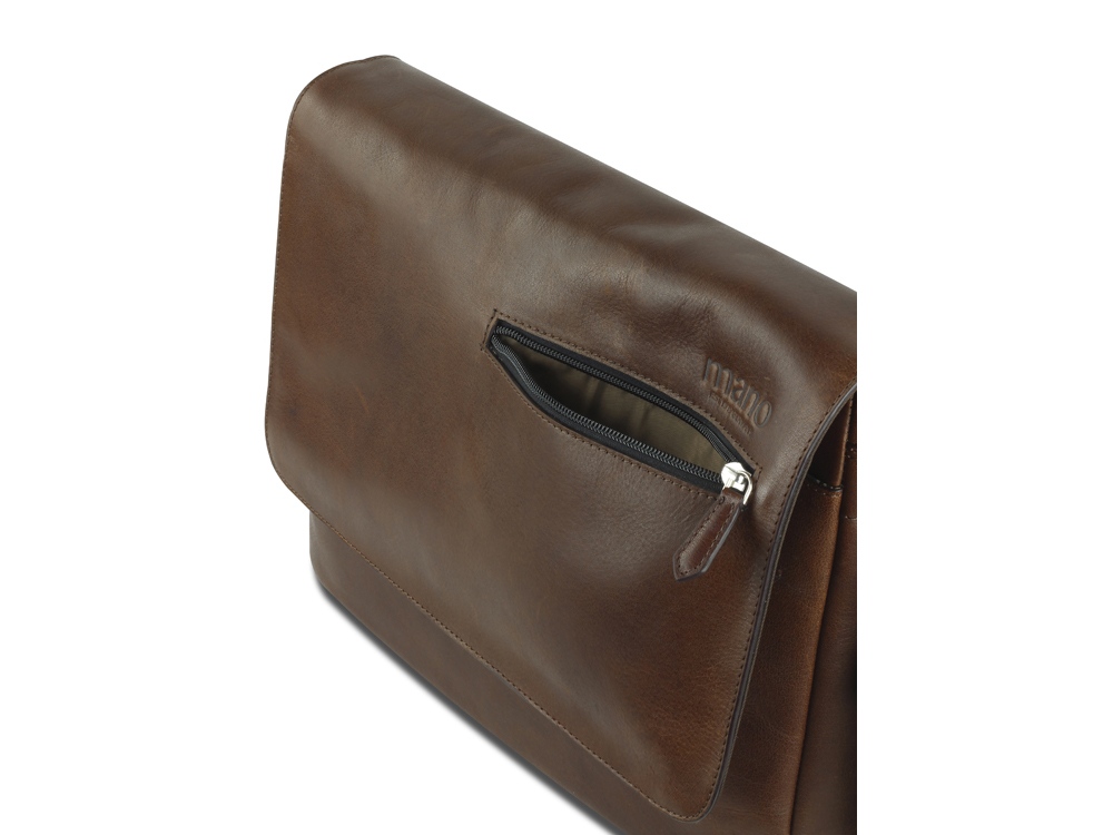 Сумка через плечо Mano Don Valentino, натуральная кожа в коричневом цвете, 36,5 х 30 х 8 см (Изображение 5)