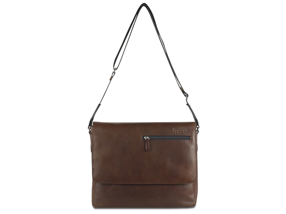 Сумка через плечо Mano Don Valentino, натуральная кожа в коричневом цвете, 36,5 х 30 х 8 см (Изображение 7)