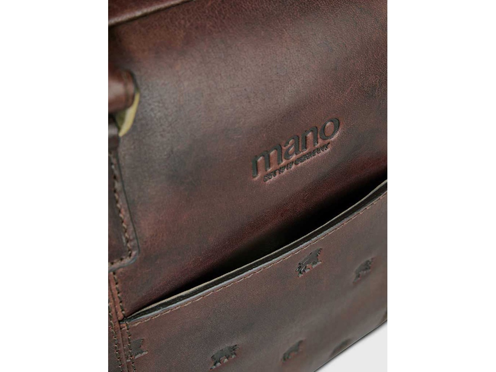 Сумка Mano Don Leon, натуральная кожа в коричневом цвете, 41 х 29,5 х 8,5 см (Изображение 7)
