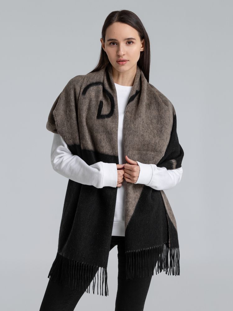 Палантин Charming, черный с бежевым (Изображение 15)