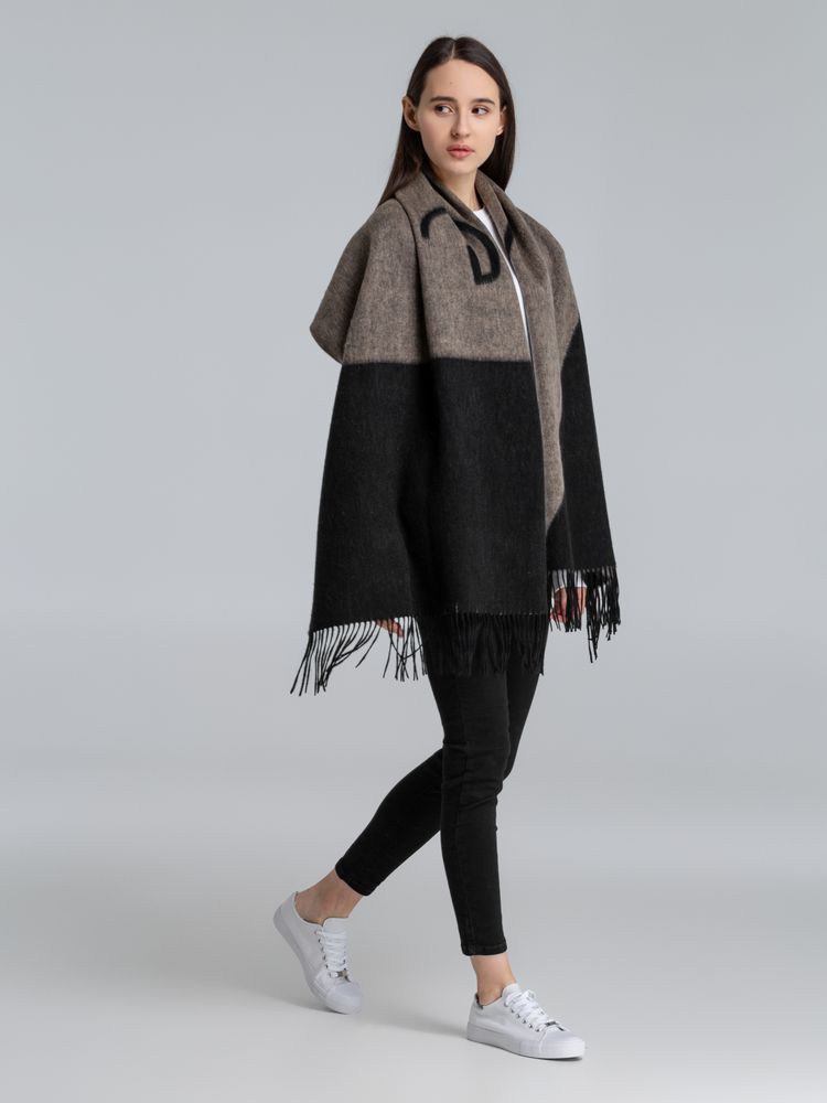 Палантин Charming, черный с бежевым (Изображение 16)