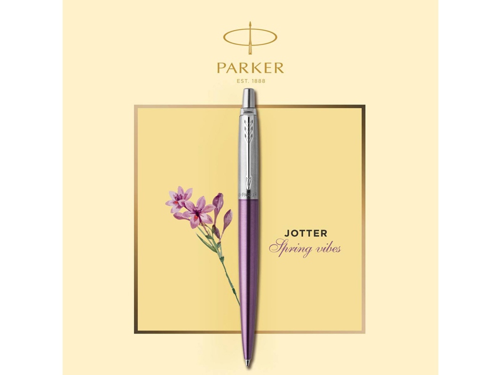 Шариковая ручка Parker Jotter Victoria Violet Chrome CT, стержень:M, цвет чернил: blue в подарочной блистерной упаковке (Изображение 4)