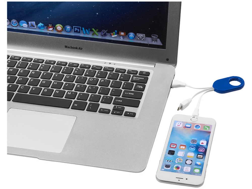 Кабель для зарядки 3-в-1 (ярко-синий/белый)  (Изображение 3)