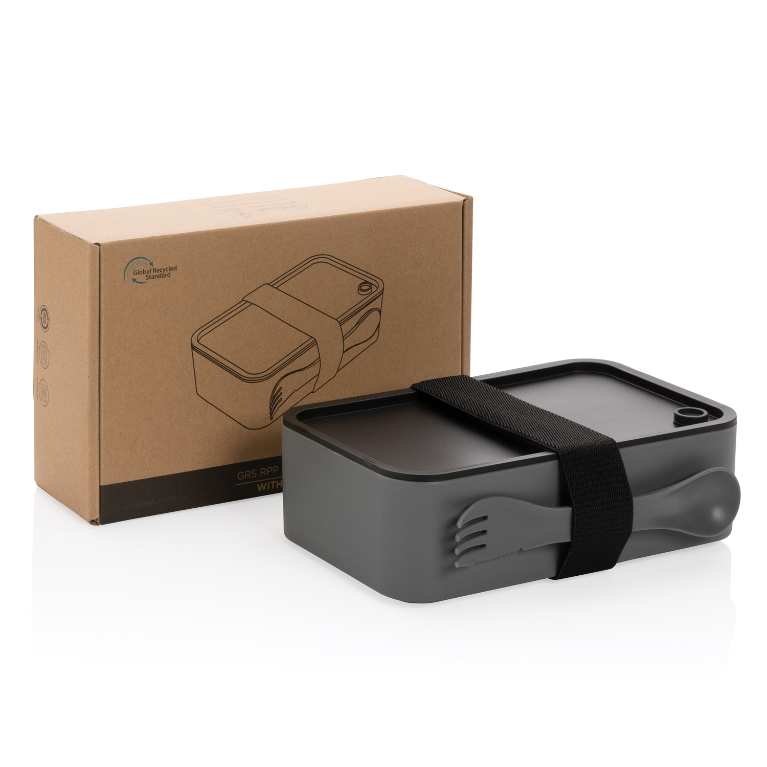 Ланч-бокс из переработанного полипропилена со столовым прибором (стандарт GRS) (Изображение 2)