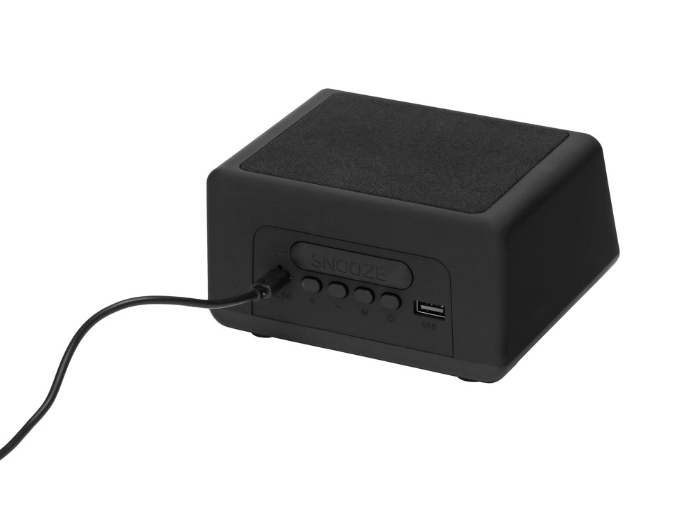 Беспроводная колонка с часами и функцией беспроводной зарядки Sentry, черный (Изображение 4)