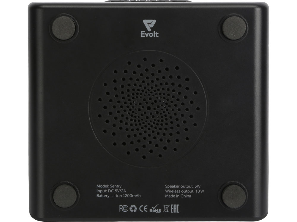 Беспроводная колонка с часами и функцией беспроводной зарядки Sentry, черный (Изображение 9)