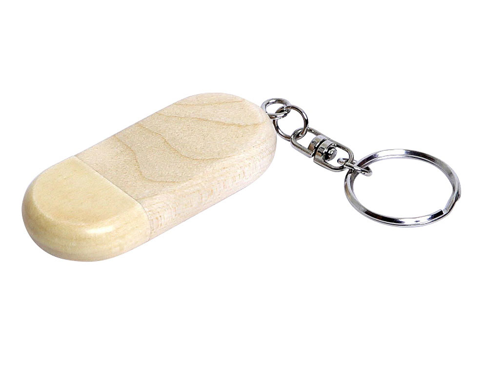 USB 3.0- флешка на 64 Гб овальной формы и колпачком с магнитом (натуральный) 64Gb