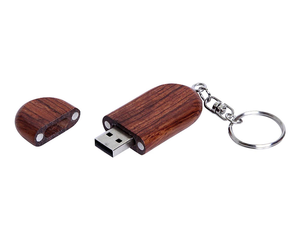 USB 3.0- флешка на 32 Гб овальной формы и колпачком с магнитом (коричневый) 32Gb (Изображение 2)