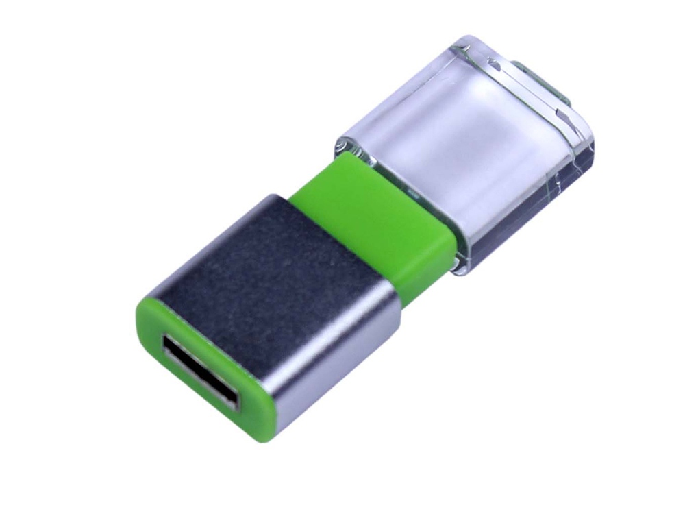 USB 2.0- флешка промо на 32 Гб прямоугольной формы, выдвижной механизм (зеленый) 32Gb (Изображение 2)