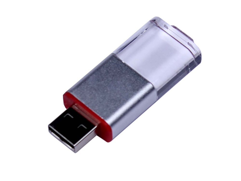 USB 2.0- флешка промо на 32 Гб прямоугольной формы, выдвижной механизм (красный) 32Gb
