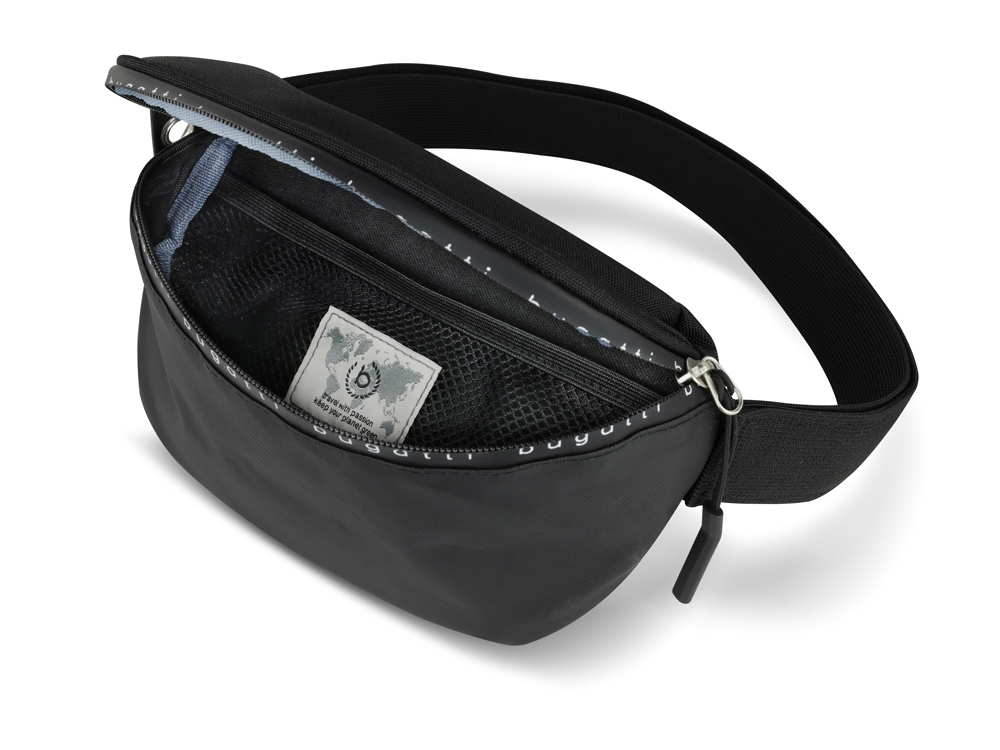 Сумка на пояс BUGATTI Blanc Delight, чёрная, нейлон RPET600D/тарпаулин/полиэстер, 24х11х12,5 см, 2 л (Изображение 3)