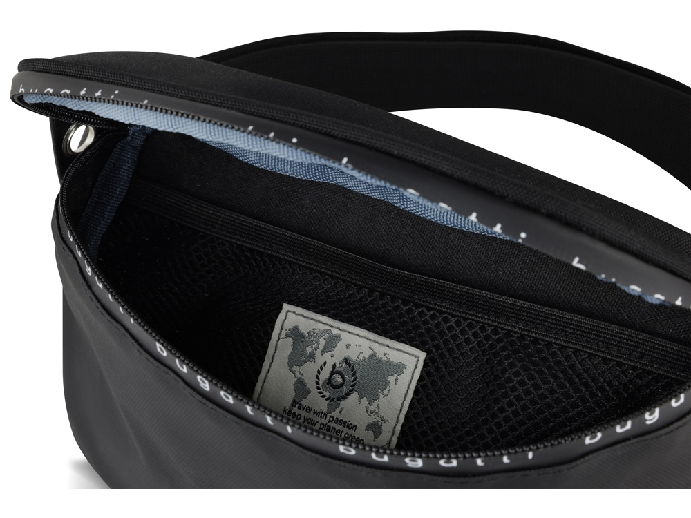 Сумка на пояс BUGATTI Blanc Delight, чёрная, нейлон RPET600D/тарпаулин/полиэстер, 24х11х12,5 см, 2 л (Изображение 5)