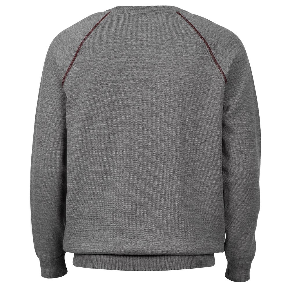 Джемпер Stitch с контрастной отделкой, серый с бордовым, размер S (Изображение 2)
