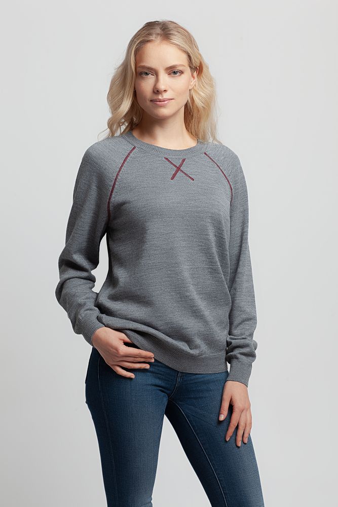 Джемпер Stitch с контрастной отделкой, серый с бордовым, размер L (Изображение 5)